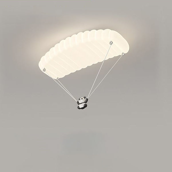 Lustre de plafond LED en fer PE en forme de parachute panda créatif contemporain pour chambre à coucher 