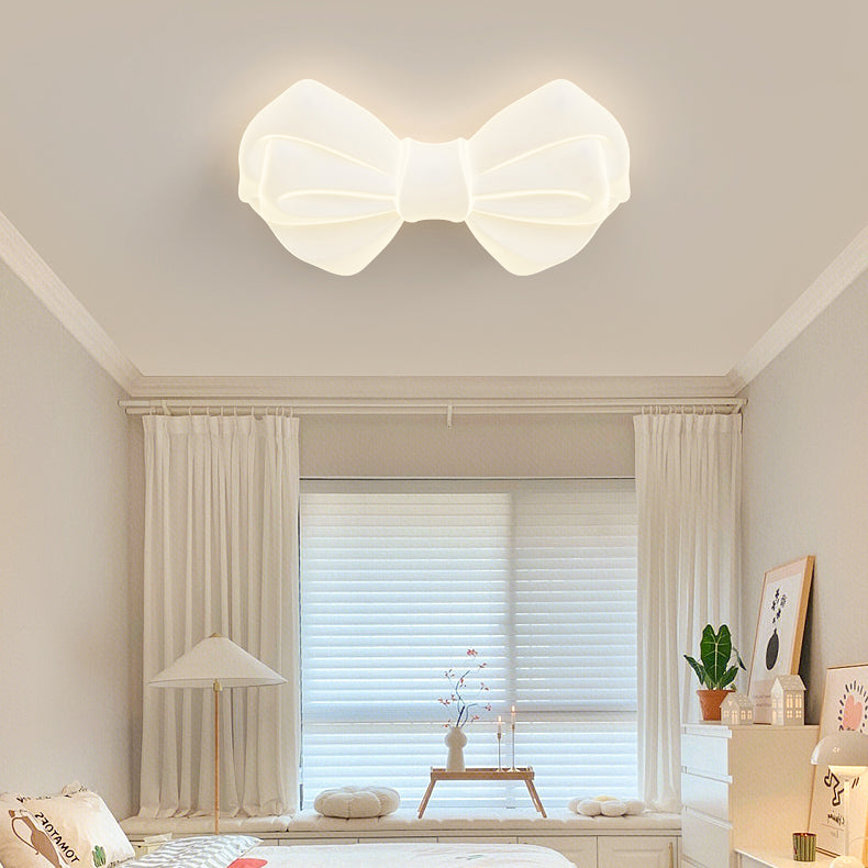 Lustre de plafond moderne avec abat-jour en fer PE créatif et nœud papillon LED pour chambre 