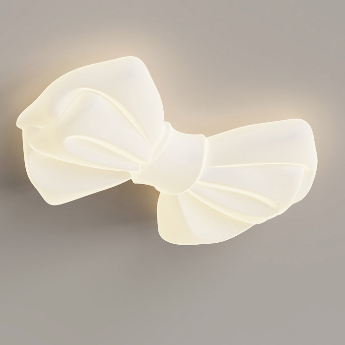 Lustre de plafond moderne avec abat-jour en fer PE créatif et nœud papillon LED pour chambre 