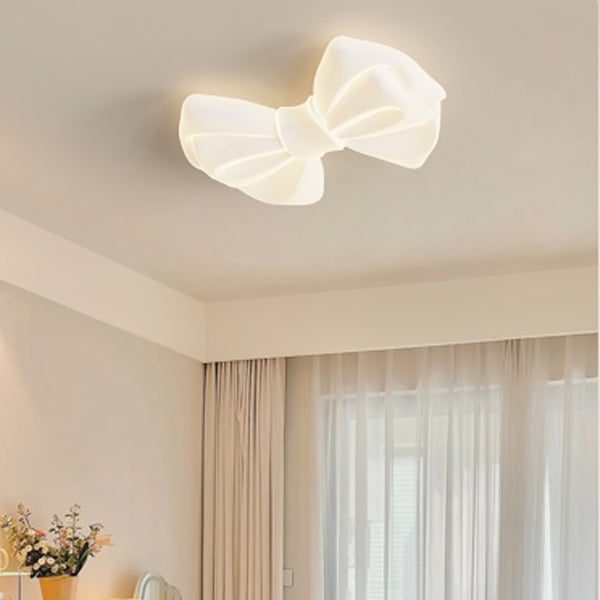 Lustre de plafond moderne avec abat-jour en fer PE créatif et nœud papillon LED pour chambre 