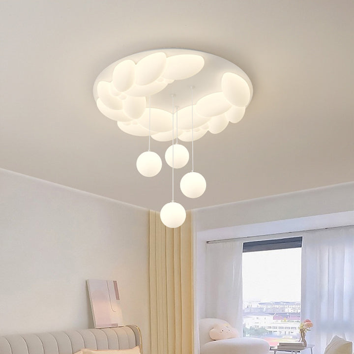 Zeitgenössische nordische geometrische Kreis PE Eisen LED Deckenleuchte für Schlafzimmer 