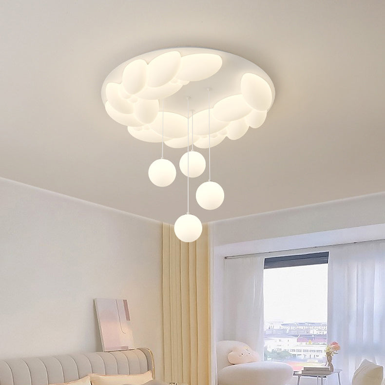 Zeitgenössische nordische geometrische Kreis PE Eisen LED Deckenleuchte für Schlafzimmer 