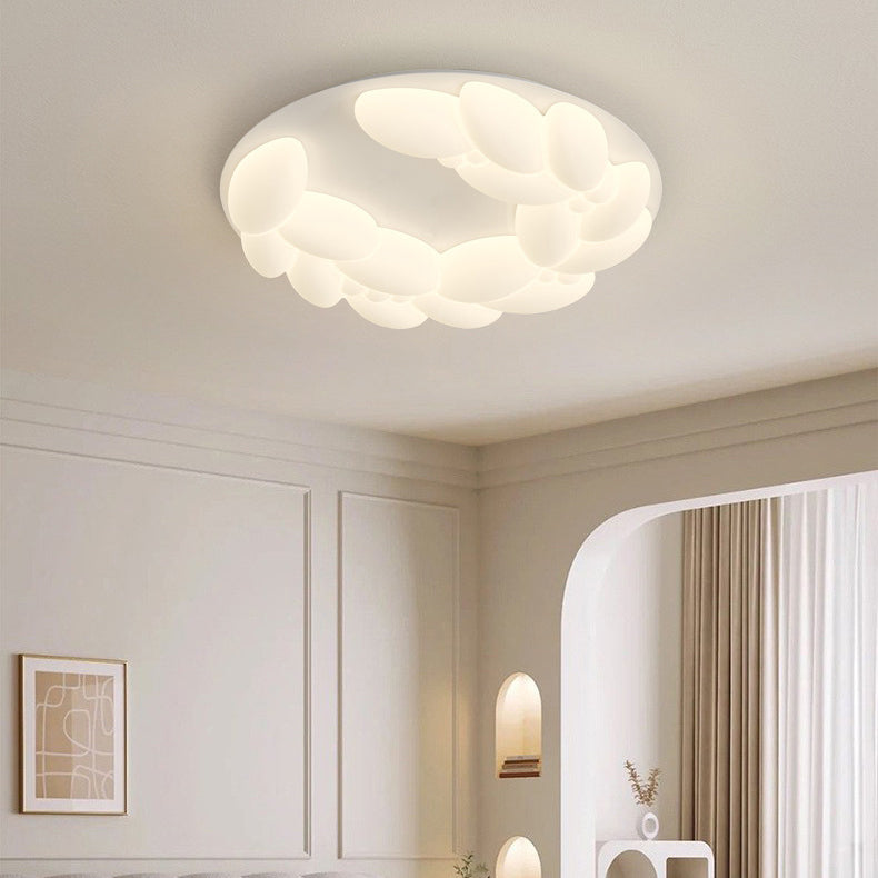 Zeitgenössische nordische geometrische Kreis PE Eisen LED Deckenleuchte für Schlafzimmer 