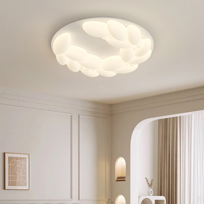 Zeitgenössische nordische geometrische Kreis PE Eisen LED Deckenleuchte für Schlafzimmer 