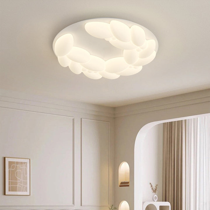 Zeitgenössische nordische geometrische Kreis PE Eisen LED Deckenleuchte für Schlafzimmer 