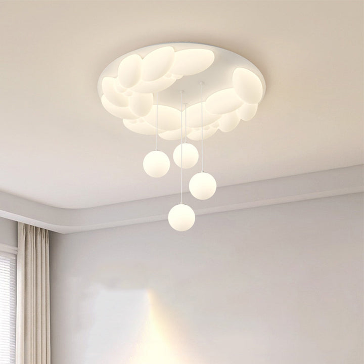 Zeitgenössische nordische geometrische Kreis PE Eisen LED Deckenleuchte für Schlafzimmer 