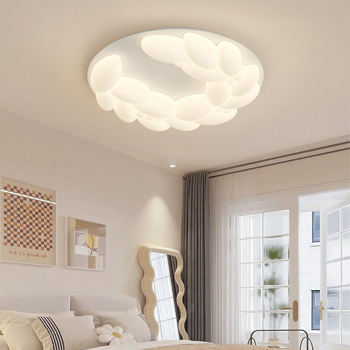 Zeitgenössische nordische geometrische Kreis PE Eisen LED Deckenleuchte für Schlafzimmer 