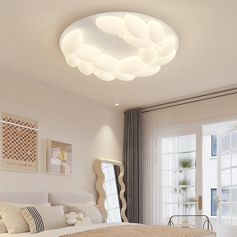 Zeitgenössische nordische geometrische Kreis PE Eisen LED Deckenleuchte für Schlafzimmer 