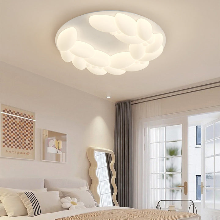 Zeitgenössische nordische geometrische Kreis PE Eisen LED Deckenleuchte für Schlafzimmer 