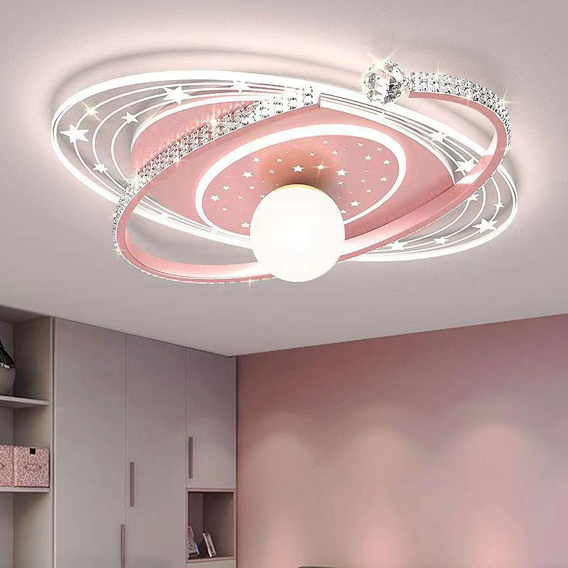 Contemporary Scandinavian Universe Galaxy Iron Acrylic LED Flush Mount Ceiling Light For Bedroom