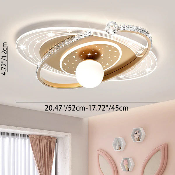 Contemporary Scandinavian Universe Galaxy Iron Acrylic LED Flush Mount Ceiling Light For Bedroom