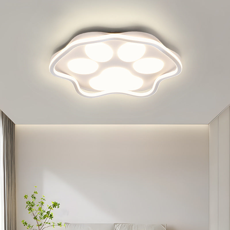 Contemporary Scandinavian Cartoon Cat Claw Acrylic Shade Iron LED Flush Mount Ceiling Light For Bedroom