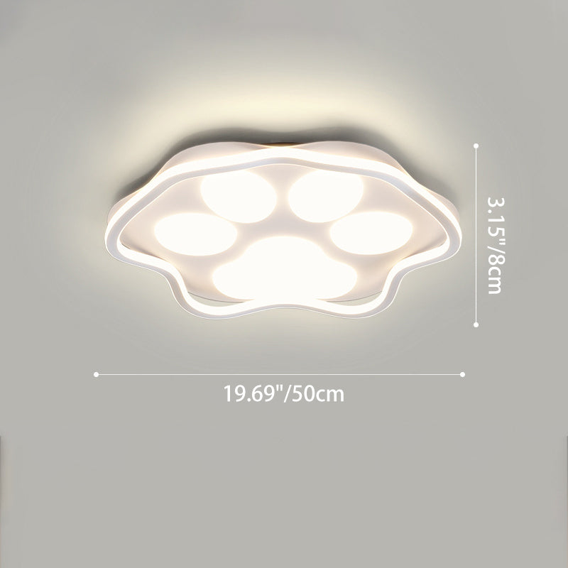 Contemporary Scandinavian Cartoon Cat Claw Acrylic Shade Iron LED Flush Mount Ceiling Light For Bedroom