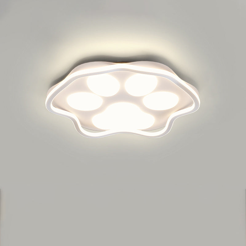 Contemporary Scandinavian Cartoon Cat Claw Acrylic Shade Iron LED Flush Mount Ceiling Light For Bedroom