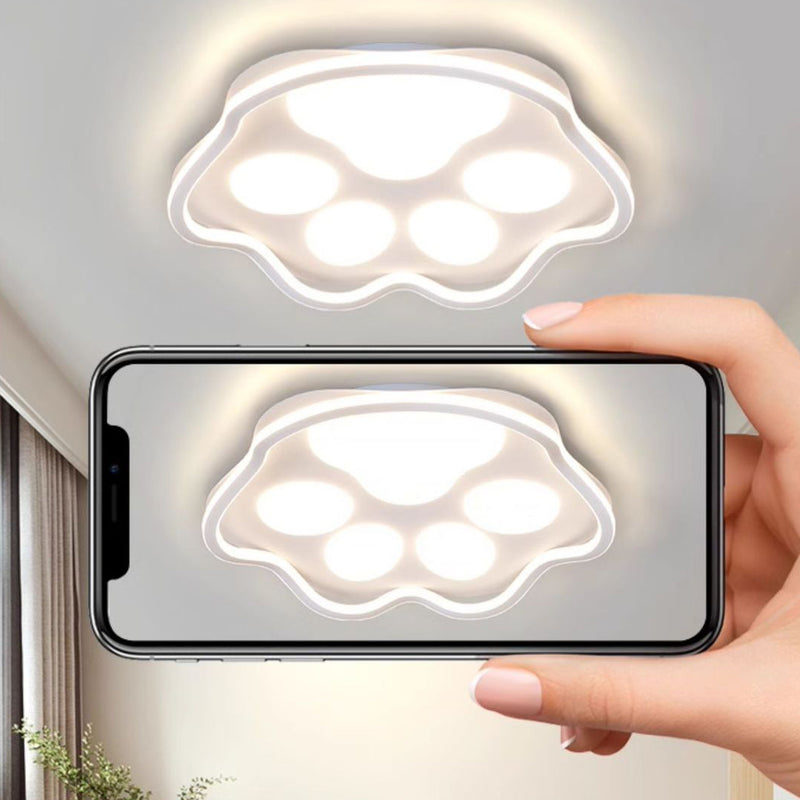 Contemporary Scandinavian Cartoon Cat Claw Acrylic Shade Iron LED Flush Mount Ceiling Light For Bedroom