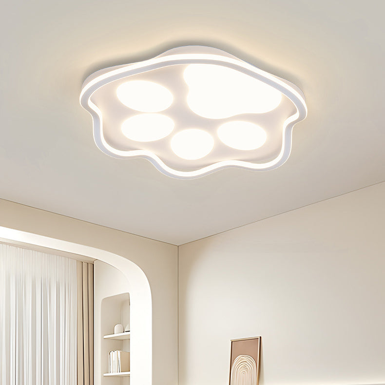 Contemporary Scandinavian Cartoon Cat Claw Acrylic Shade Iron LED Flush Mount Ceiling Light For Bedroom