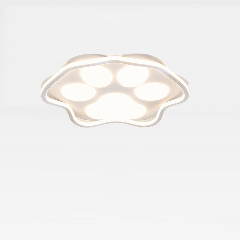 Contemporary Scandinavian Cartoon Cat Claw Acrylic Shade Iron LED Flush Mount Ceiling Light For Bedroom
