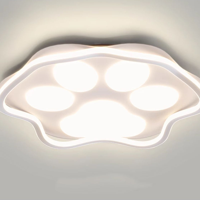 Contemporary Scandinavian Cartoon Cat Claw Acrylic Shade Iron LED Flush Mount Ceiling Light For Bedroom
