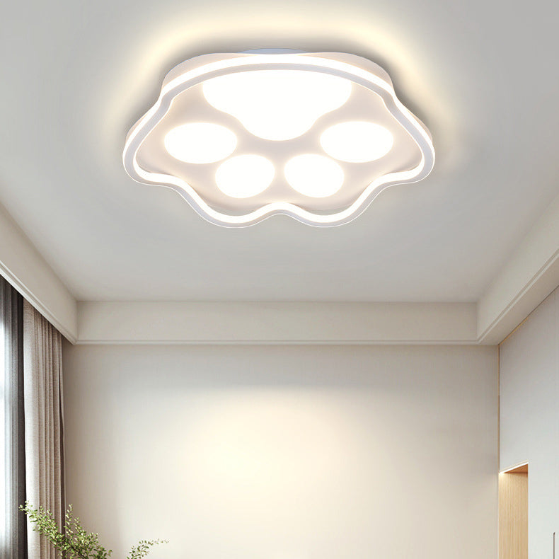 Contemporary Scandinavian Cartoon Cat Claw Acrylic Shade Iron LED Flush Mount Ceiling Light For Bedroom
