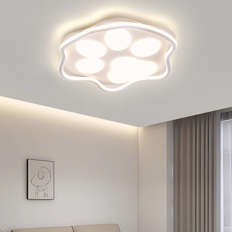 Contemporary Scandinavian Cartoon Cat Claw Acrylic Shade Iron LED Flush Mount Ceiling Light For Bedroom