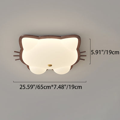 Contemporary Creative Deer Cat Claw Woodgrain LED Flush Mount Ceiling Light For Bedroom