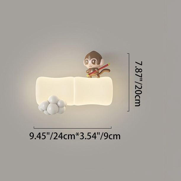 Applique murale LED contemporaine créative en bambou pour koala pour salon 