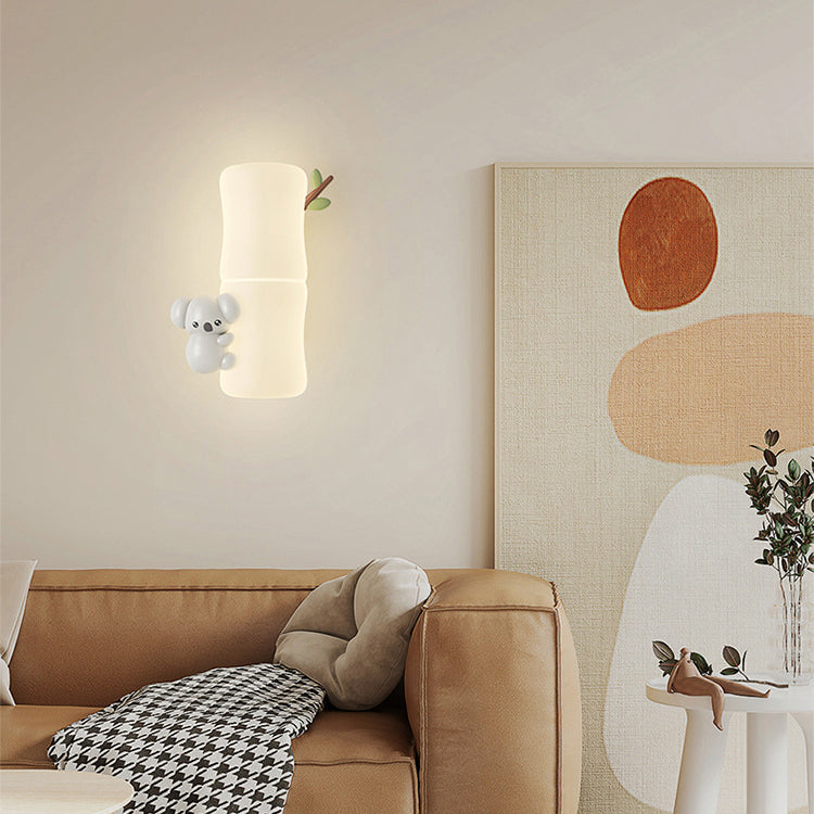 Applique murale LED contemporaine créative en bambou pour koala pour salon 