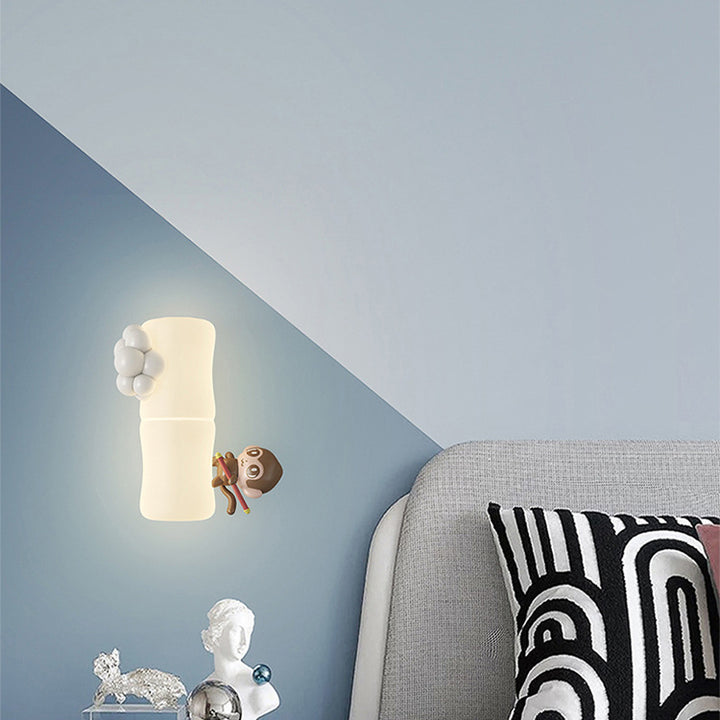 Applique murale LED contemporaine créative en bambou pour koala pour salon 