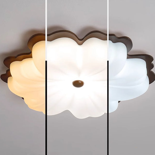 Plafonnier LED contemporain en bois massif rétro avec abat-jour en PE pour chambre 