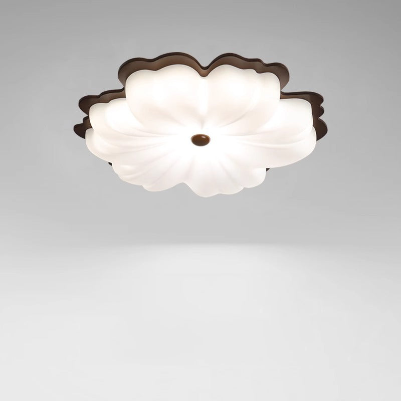 Plafonnier LED contemporain en bois massif rétro avec abat-jour en PE pour chambre 