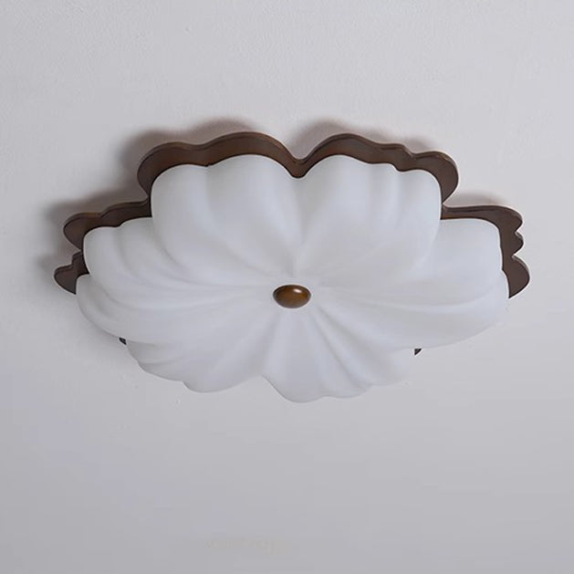 Plafonnier LED contemporain en bois massif rétro avec abat-jour en PE pour chambre 