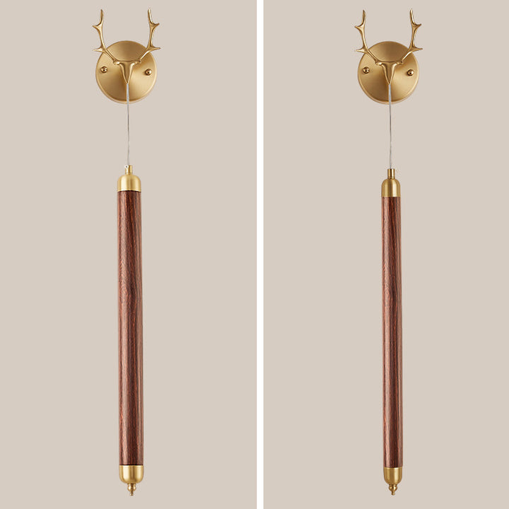 Contemporary Simplicity Full Copper Solid Wood Long Strip LED Wall Sconce Lamp For Living Room