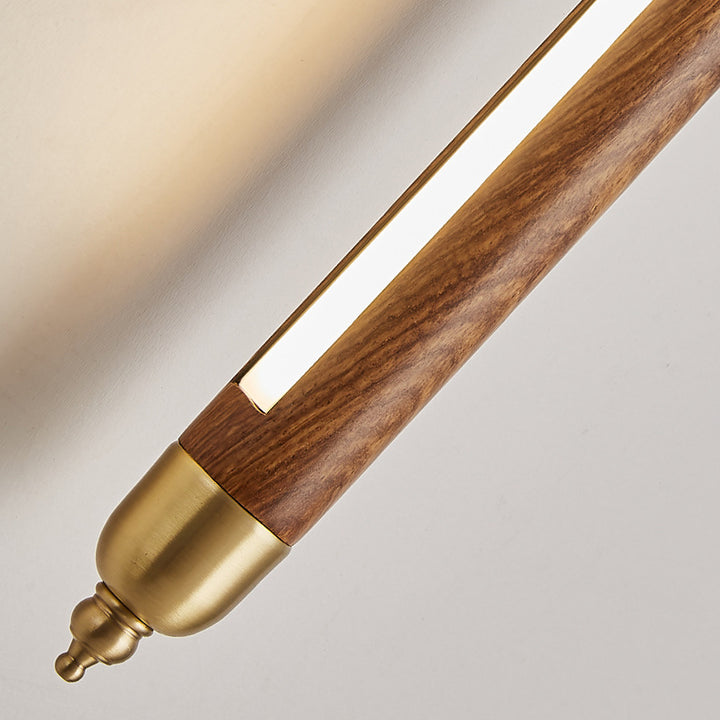 Contemporary Simplicity Full Copper Solid Wood Long Strip LED Wall Sconce Lamp For Living Room