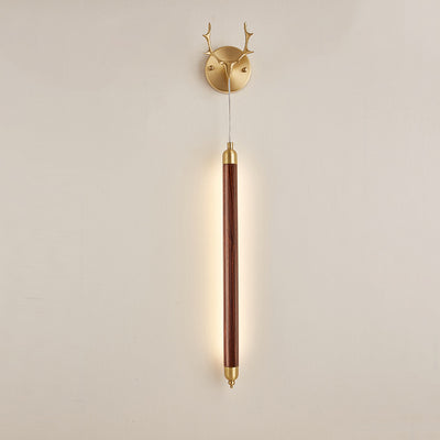Applique murale LED en bande longue en bois massif en cuivre pleine simplicité contemporaine pour salon 
