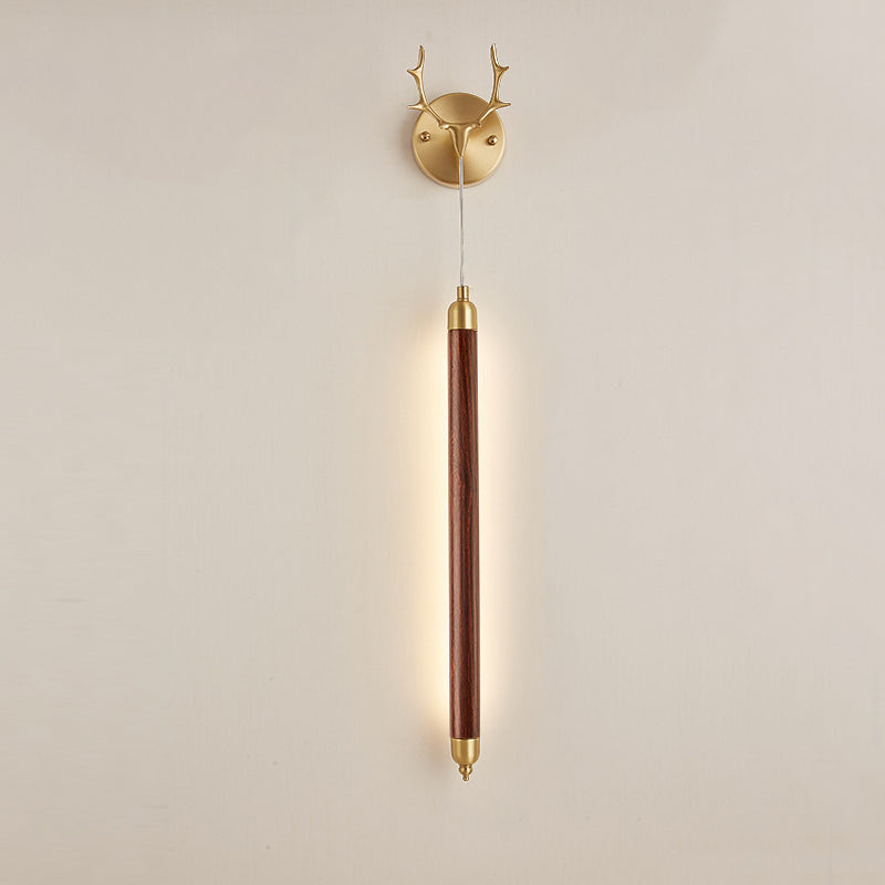 Applique murale LED en bande longue en bois massif en cuivre pleine simplicité contemporaine pour salon 