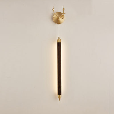 Applique murale LED en bande longue en bois massif en cuivre pleine simplicité contemporaine pour salon 
