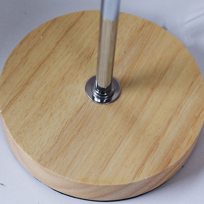 Lampe de table 1 lumière en bois massif avec abat-jour rond en tissu de simplicité moderne pour chambre 