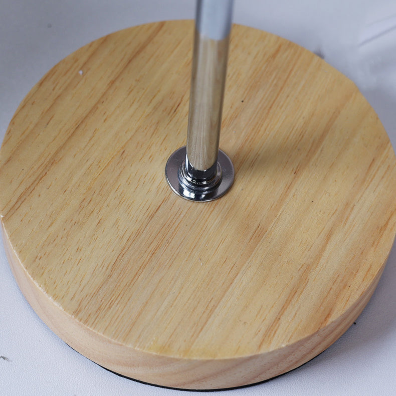 Lampe de table 1 lumière en bois massif avec abat-jour rond en tissu de simplicité moderne pour chambre 