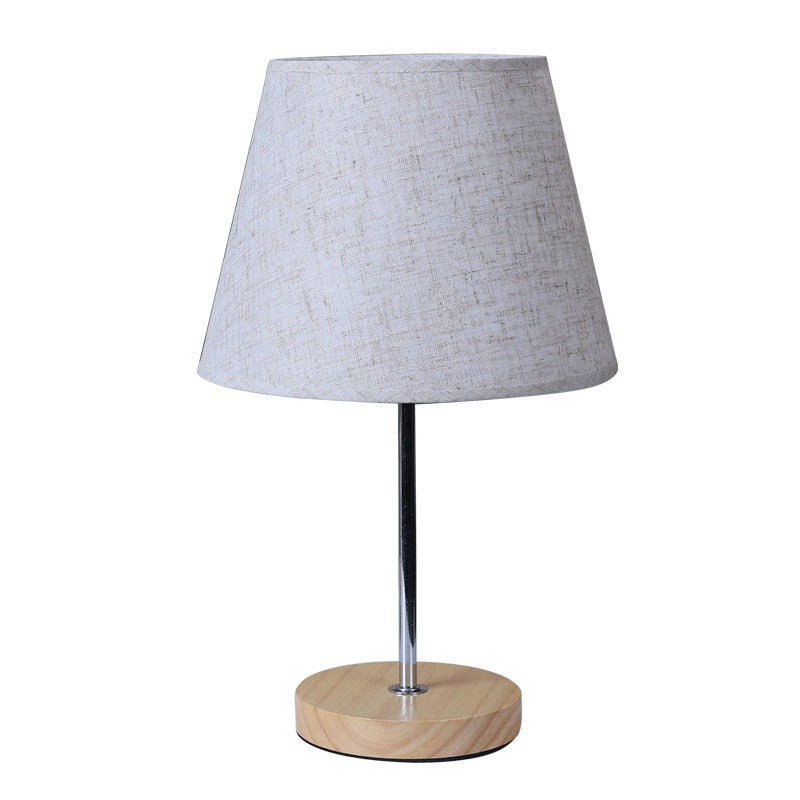 Moderne Einfachheit Stoff Rundschirm Massivholz 1-Licht Tischlampe für das Schlafzimmer 