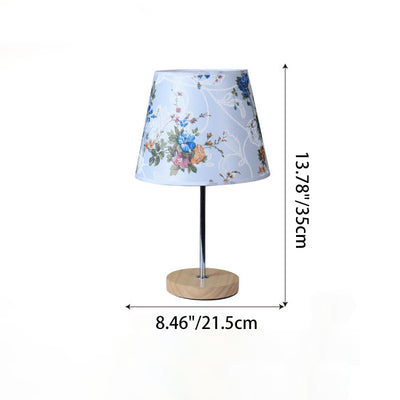 Lampe de table 1 lumière en bois massif avec abat-jour rond en tissu de simplicité moderne pour chambre 