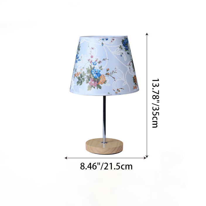 Lampe de table 1 lumière en bois massif avec abat-jour rond en tissu de simplicité moderne pour chambre 