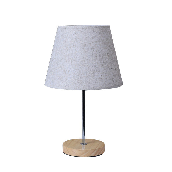 Moderne Einfachheit Stoff Rundschirm Massivholz 1-Licht Tischlampe für das Schlafzimmer 
