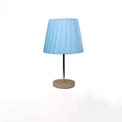 Lampe de table 1 lumière en bois massif avec abat-jour rond en tissu de simplicité moderne pour chambre 