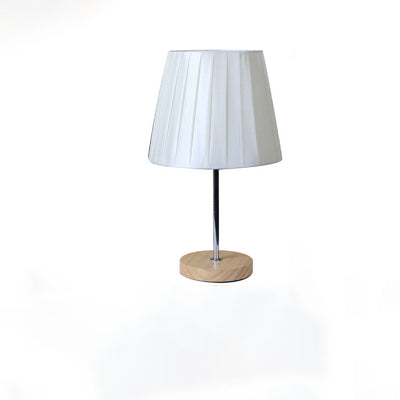 Lampe de table 1 lumière en bois massif avec abat-jour rond en tissu de simplicité moderne pour chambre 