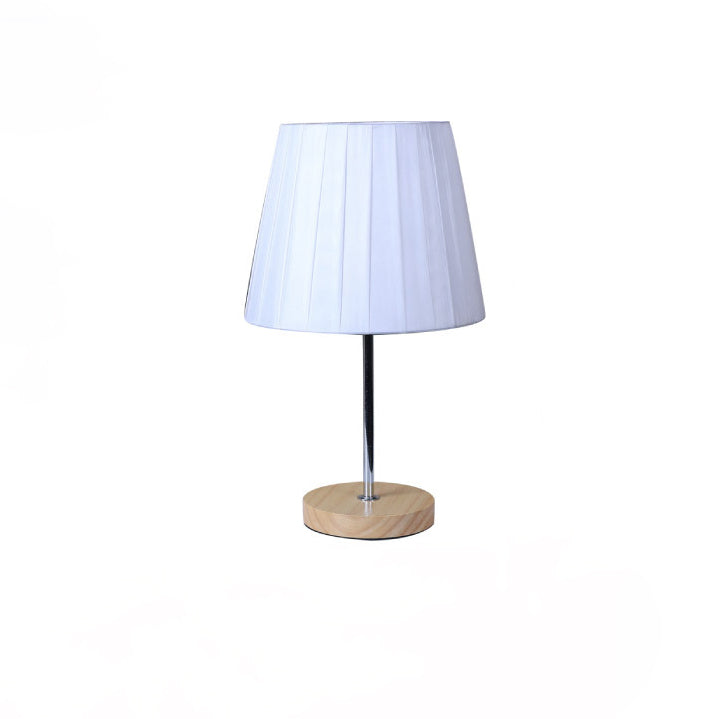 Moderne Einfachheit Stoff Rundschirm Massivholz 1-Licht Tischlampe für das Schlafzimmer 