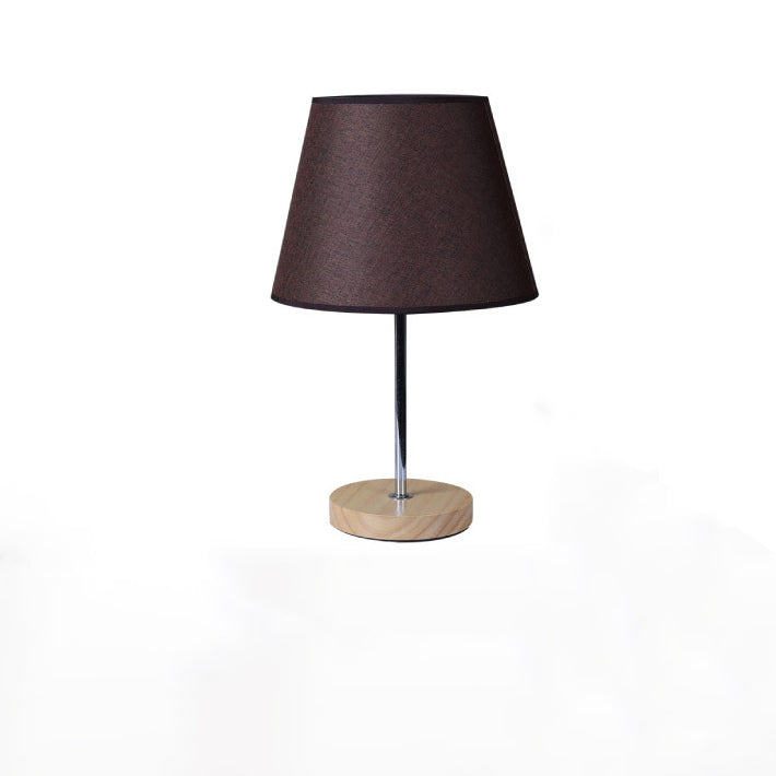 Moderne Einfachheit Stoff Rundschirm Massivholz 1-Licht Tischlampe für das Schlafzimmer 