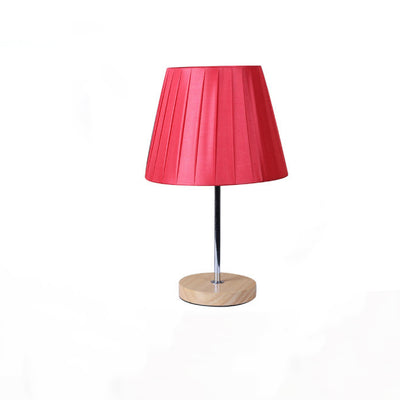 Lampe de table 1 lumière en bois massif avec abat-jour rond en tissu de simplicité moderne pour chambre 