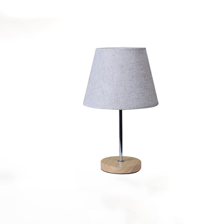 Moderne Einfachheit Stoff Rundschirm Massivholz 1-Licht Tischlampe für das Schlafzimmer 
