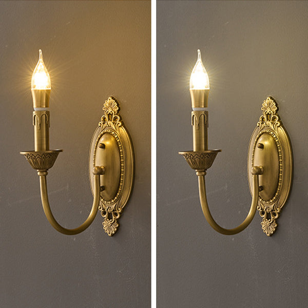 Contemporary Luxury Full Copper Candelabra 1-Light Wall Sconce Lamp For Living Room