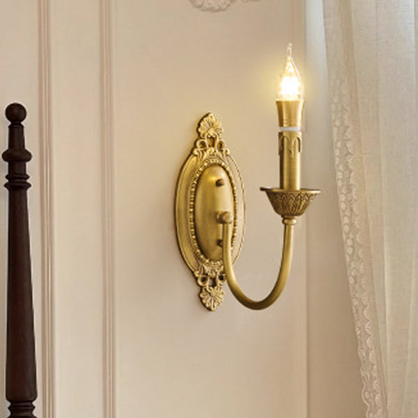Contemporary Luxury Full Copper Candelabra 1-Light Wall Sconce Lamp For Living Room